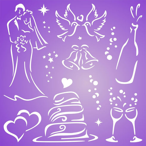 Wedding Stencil, 10 x 10 inch (M) - Decor Stencils for Painting Template...