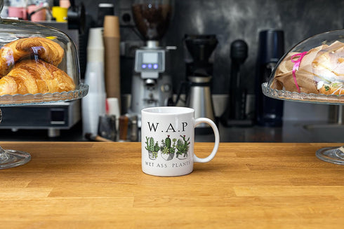 JMM Industries W.A.P Coffee Mug | Wet Azz Plants | Funny Cute Succelent Gardening Cactus | PLant Life Motivation Inspiration | 11-ounce White Cera...