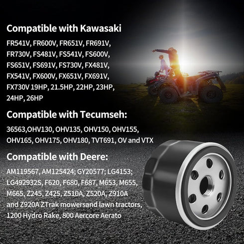 1 PC Oil Filter 49065-7007 49065-0721 492932 492932S Compatible with Kawasaki FR541V FR600V FR651V FR691V FR730VFS600V FS651V FS691V FS730V FX481V...