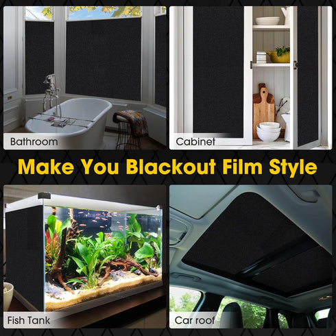 Coavas Blackout Window Film UV Heat Blocking Window Privacy Film Room Darkening Frosted Glass Windows Cover Static Cling Removable Windows Tint fo...
