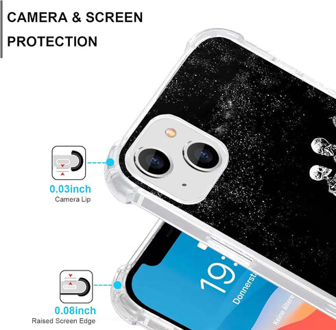 Dancing Skulls Case Compatible with iPhone 14, Hippie Skeleton Case for iPhone 14, Cool TPU Bumper Phone Case Cover...