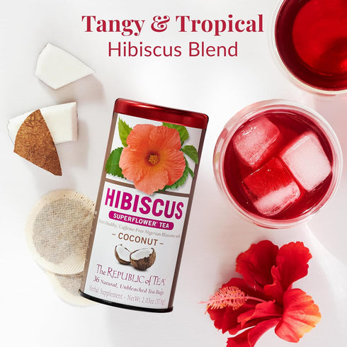 The Republic of Tea - Hibiscus Coconut Superflower Herbal Tea, 36 Count...