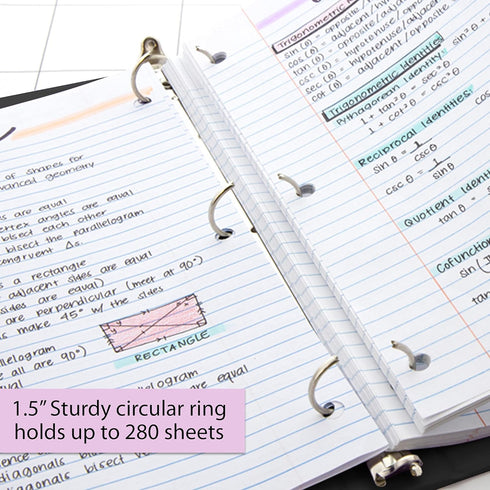 BAZIC 3 Ring Binder 1.5" Economy View Binders Organizer - Black, Round Ring, Hold 280 Sheets Paper, for School Office Home, 1-Count...
