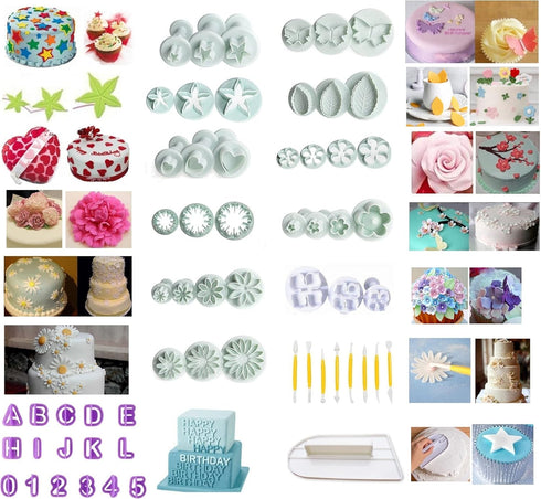 Fondant Cutters Molds Cake Decorating Tool,Icing Smoother,Cake Cookie Plunger Cutters Mold Sugarcraft Gumpaste craft Flower Leaf Butterfly Heart S...
