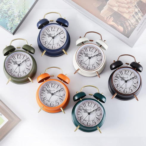 Loud Alarm for Deep Sleepers 4'' Retro Twin Bell Alarm Clock with Backlight for Bedroom and Home Decoration(Retro Black)...
