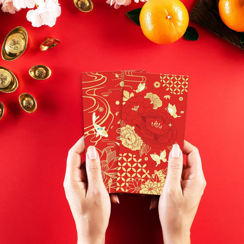 AnyDesign 48Pcs Chinese New Year Red Envelopes 6 Designs Red Gold Foil Print Hong Bao Spring Festival Lucky Money Pocket for Party Wedding Happy C...