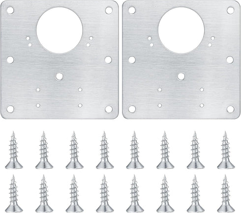 2 Pcs Cabinet Hinge Repair Plates Kits, Kitchen Cupboard Door Hinge Repair Plates, Stainless Steel Hinge Repair Fixing Bracket Plate Kit with Scre...