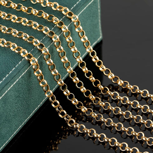 KYUNHOO Hollow Circle Chain Spool Gold Jewelry Making Chain Roll 5 Meters Aluminum Chains for Women Men DIY Craft Finding Jewelry Making Supplies...