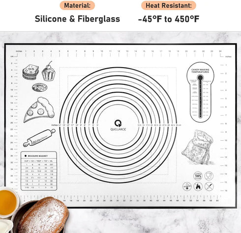 Silicone Pastry Mat, Baking Mat for Rolling Out Dough, 20''(W)28''(L), Dough Mat for Rolling, Black Fondant Mat...