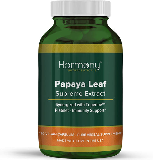 Harmony Nutraceuticals Papaya Leaf Supreme Extract Highest Potency Maximum Bioactivity Organic Dr. Gumman's Clinical Grade 120 Vegan Capsules Syne...
