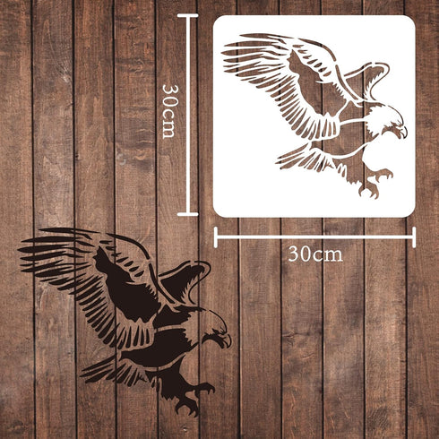 FINGERINSPIRE Eagle Stencil Decoration Template 11.8x11.8 inch Plastic Eagle Drawing Painting Stencils Square Reusable Stencils for Create DIY Eag...
