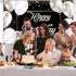 Happy Birthday Backdrop Banner - Black and Silver Photography Background - Large Party Sign Poster for Men and Women - Decoration Supplies...