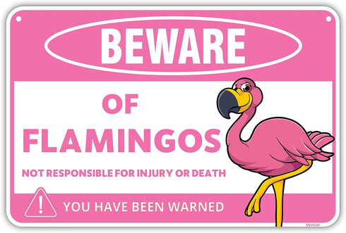 Venicor Flamingo Sign - 8 x 12 Inches - Aluminum - Pink Flamingo Gifts for Women Adults - Outdoor Wall Decor...