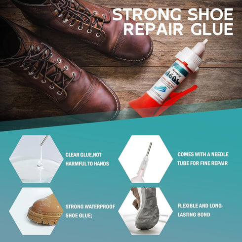 Nynelly Shoe Glue Sole Repair, Transparent Shoe Glue Repair Adhesive,Strong Waterproof Shoe Repair Glue Kit Boot Glue for Sneakers Boots Leather H...
