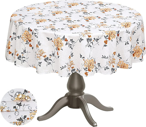 RUVANTI Round Tablecloth 70 Inch, for 24-48 Inch Round Tables, 100% Cotton Table Cloth Stain Resistant, Washable, Perfect for Kitchen, Dining, Par...