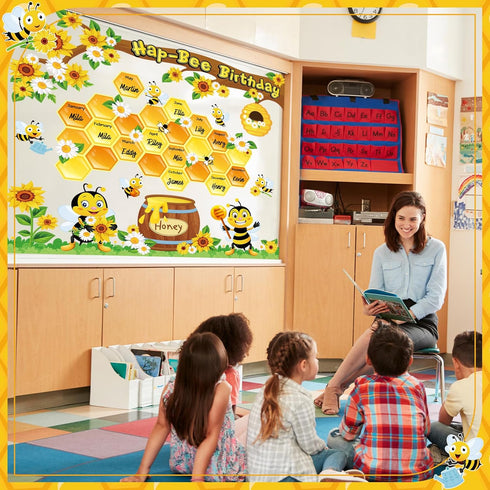 Bee Bulletin Board Set Decorations Summer Bee Sunflower Tree Honey Back to School Motivational Bulletin Board Cutouts for Sunflower Bee Theme Home...