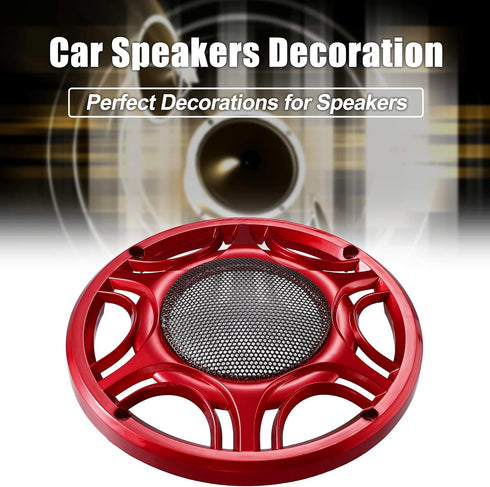 X AUTOHAUX 2pcs 6 Inch Car Metal Audio Speaker Grill Cover Mesh Woofer Horn Guard Decorative Circle Grille Protector Red...