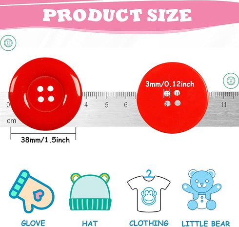 YAKA 50pcs 4 Holes Round Sewing Resin Buttons1.5inch/38mm in Bulk for Environmental Sewing Fasteners Scrapbooking DIY Sewing Tailor Crafts Coats C...