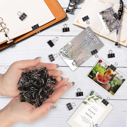 240 Pcs Mini Binder Clips, Small Binder Clips, 15mm Black Clips for office...