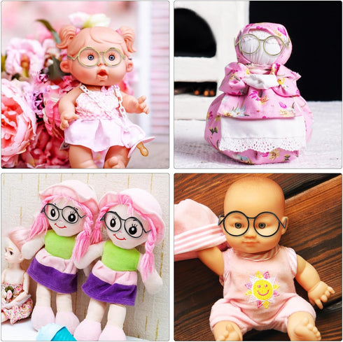 jojofuny 20pcs Doll Glasses, Miniature Dress Eyeglasses, Small Doll Costume Glasses, Miniature Round Eyeglasses, for Dolls Pets Costume Accessorie...