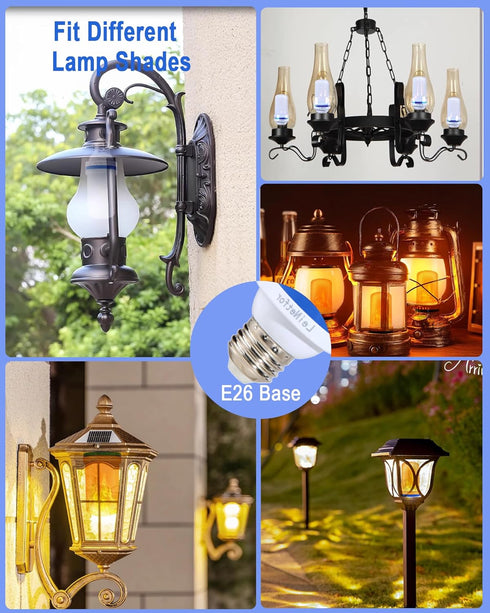 Smaller LED Flame Light Bulbs,4 Modes Flickering Halloween Light Bulbs for Outdoor Decoration with Gravity Sensor,E26 Base Fire Effect Light Bulb ...