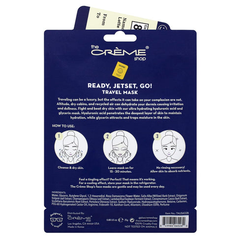 The Crème Shop - Ready, Jetset, Go! Travel Mask Full Face Masks, Korean Facial Skin Care and Moisturizer infused with Hyaluronic Acid, Glycerin - ...