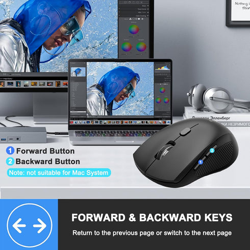 E-YOOSO Bluetooth Mouse, Wireless Mouse Bluetooth for Laptop 2-in-1(BT 5.0/4.0+2.4Ghz) Computer Mouse, Portable PC Mouse Wireless with USB Receive...