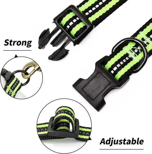 Mile High Life Reflective Dog Collar | Nylon Pet Collars wiith Buckle | Light Weight Puppy Collars | Lime Green Dog Collars for Large Dogs (Lime G...