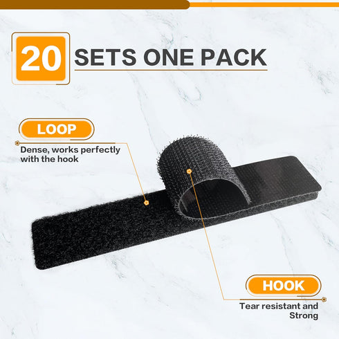 Heavy Duty Hook and Loop Tape with Adhesive,20 Sets of 1x8 inch Nylon Self Adhesive Tape, Double Sided Strong Back Adhesive Tape, Suitable for Off...
