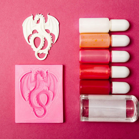 2 Pieces Dragon Silicone Mold Cute Dragon Fondant Mold Animal Dragon Chocolate Mold Baking Mould Tool for Cake Decorating Polymer Clay (Flying Dra...