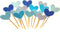 Cupcake Toppers 30Pcs Set, GUCUJI Funny Blue Heart DIY Glitter Mini Birthday Cake Snack Decorations Picks Suppliers Party Accessories for Wedding ...