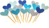 Cupcake Toppers 30Pcs Set, GUCUJI Funny Blue Heart DIY Glitter Mini Birthday Cake Snack Decorations Picks Suppliers Party Accessories for Wedding ...