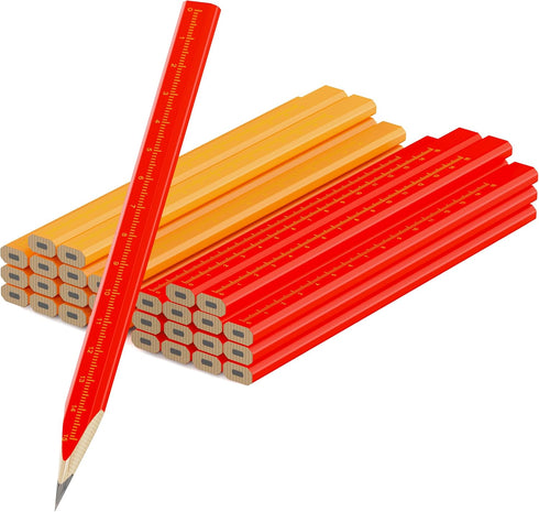 29 Pieces Carpenter Pencils Flat Construction Pencils with Printed Ruler, Carpenters Scriber Pencil for Woodworking Marking Tool...