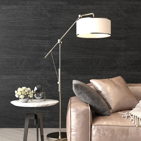 Black Fishbone Pattern Contact Paper 15.7" x 78.7" Wood Wallpaper, Peel and Stick Wallpaper Removable Self Adhesive Wall Covering, Vinyl Film for ...