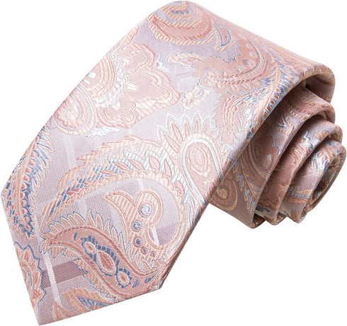 Hi-Tie Men's Wedding Tie Set And Pocket Square Jacquard Woven Silk Necktie Cufflinks With Lapel Pin For Party Prom...