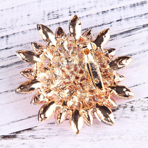 Rhinestone Sunflower Brooch Pin Red Pink Flower Brooch Stylish Crystal Brooch Elegant Clothing Hat Bag Accessories Jewerly for Women...