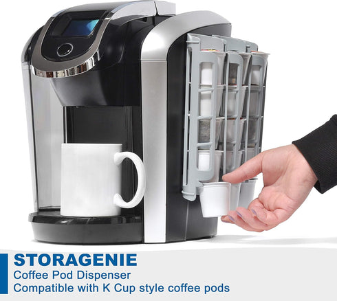 STORAGENIE Coffee Pod Holder Side Mount K Cup Pods Dispenser compatible with Keurig Coffee Makers, Perfect for Small Counters...