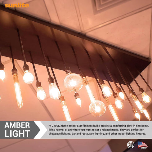 Sunlite LED Vintage T10 2W Light Bulb Medium (E26) Base, Warm White...