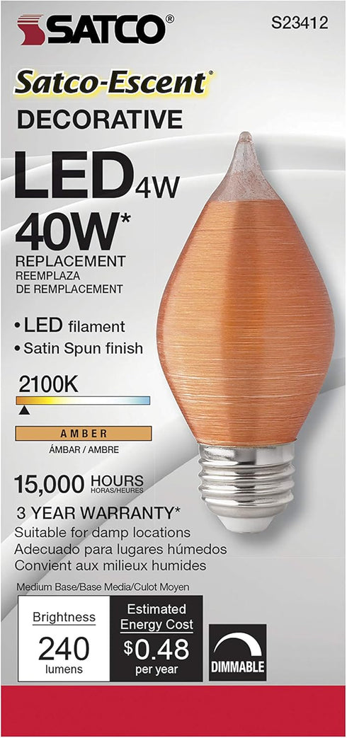 Satco 4.38 Inch 4W C15 LED Medium Base Replacement Lamp...