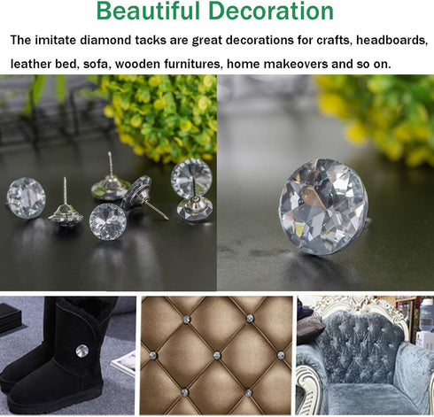 30 Pieces Rhinestone Crystal Buttons Diamond Crystal Upholstery Nails Tacks Sofa Bed Headboard Sew Buttons Decorative Push Pins for Sewing Wall DI...