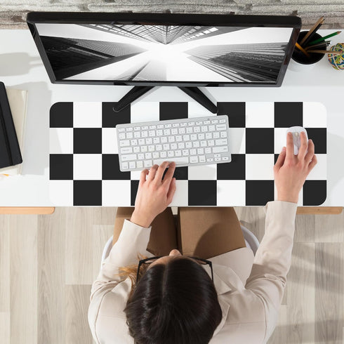 Non-Slip Desk Pad, Checkered desk mat, Waterproof PU Leather Desk Protector, Large Desk Blotter, Easy Clean Laptop Desk Writing Mat for Work/Home/...