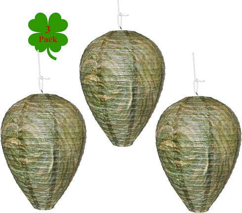 Outward Creations Wasp Nest Decoy - 3 Pack - Hanging Wasp Repellent and Deterrent- Safe Fake Trap...