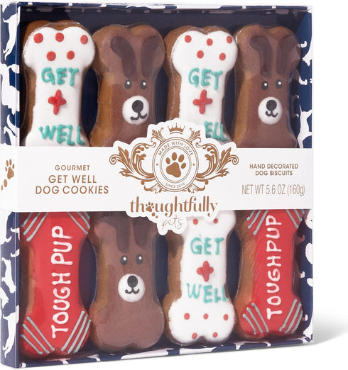 Thoughtfully Pets, Get Well Dog Cookies Gift Set, Crunchy Dog Treats Includes Colorfully Hand Decorated Get Well Themed Dog Biscuits to Brighten T...