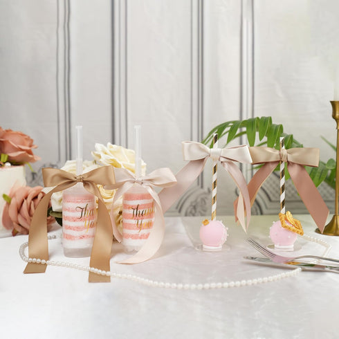 Champagne Ribbon 1 Inch Satin Ribbon 6 Rolls Assortment Pale Gold Ribbon for Wedding Silk Antique Gold Ribbon for Baby Shower Ribbon for Gift Wrap...