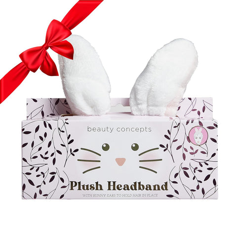 Beauty Concepts Cute Bunny Ears Spa Headband - Soft, Adjustable, and Adorable Hair Accessory for Skincare and Makeup Routines...