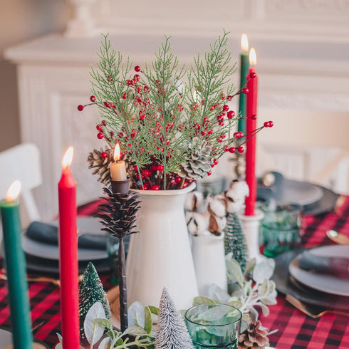 Alpurple 25 PCS Artificial Pine Branches-13.7 Inches Fake Greenery Plants Pine Sprigs-Faux Pine Leaves Picks for DIY Garland Crafts Christmas Embe...