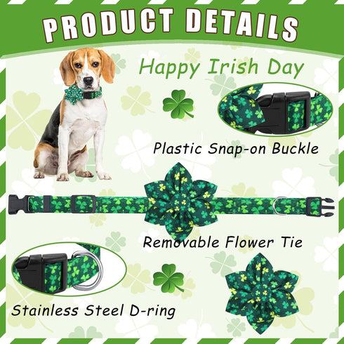 6 Pcs Easter Day Dog Collar with Flower Easter Day Adjustable Holiday Dog Collars Safety Buckle Nylon Dog Collar for Female Male Small Medium Larg...