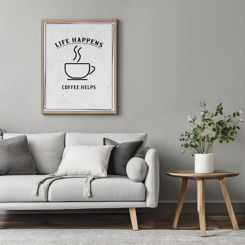 Posterizer 1 pcs-Kitchen Print-Funny Quotes-life happens, coffee helps-Kitchen & Bar Art-Comedy Art-Art Poster Print for Home, Office, Store, Bar-...