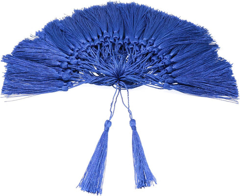 VAPKER 100 Pieces Blue Tassels 13cm/5-Inch Silky Handmade Soft Tassels Floss Bookmark Tassels with 2-Inch Cord Loop for Jewelry Making, DIY Projec...