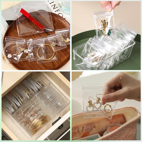 100 Pack PVC Clear Jewelry Anti Oxidation Zipper Bag Antitarnish Plastic Bags for Packaging Jewelry Rings Earrings Transparent Poly Pouch (Clear, ...